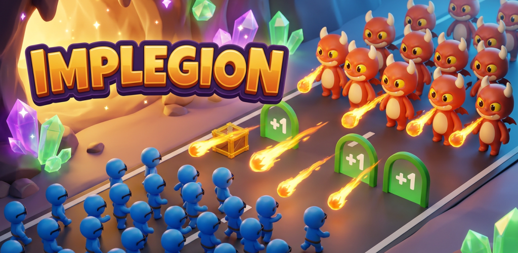 ImpLegion: a legion of imps fires at a horde of ad soldiers